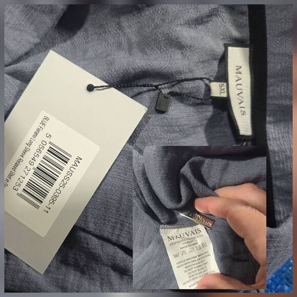 Mauvais Fiorano Relaxed Fit Textured Long Sleeved Shirt in Storm Sz 5XL - Picture 8 of 8